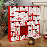 Juegoal Red Advent Calendar, 11.8 Inch Christmas Wooden Advent Calendar with 25 Large Drawers, Christmas Countdown Calendar 2024, Premium Wood Hand Painted Refillable Advent Cute Holiday Decoration