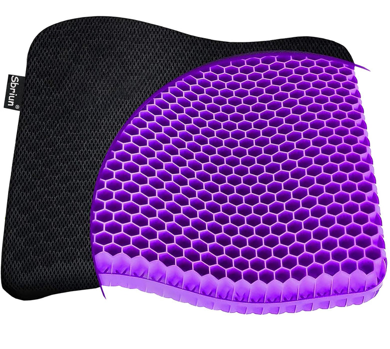 Gel Seat Cushion - Enhanced Double Thick Egg Seat Cushion with Non-Slip Cover - Office Chair Car Seat Cushion - Sciatica & Back Pain Relief - Perfect for Office Chair Car Wheelchair Travel