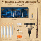 Rechargable Floating Candles with Wand, Magic Hanging Candle Flickering Warm Lights with Remote, Halloween Decorations Flameless Taper LED Candles for Home Window Christmas Wedding Party Decor-8 Pack