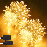 2-Pack 33FT 100 LED String Lights Indoor Outdoor Waterproof, Christmas Lights on Clear Wire, 8 Modes Twinkle Fairy String Lights for Xmas Tree Wedding Decorations Party Bedroom Garden (Warm White)