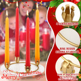 Sliner 8 Pcs Christmas Flower Advent Wreath Ring Taper Gold Advent Ring Metal Advent Ring Candle Holder for Home Centerpiece Decor Table Decorations