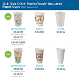 Dixie PerfecTouch 12 Oz Insulated Paper Hot Coffee Cup by GP PRO (Georgia-Pacific), Coffee Haze, 5342DX, 500 Count (25 Cups Per Sleeve, 20 Sleeves Per Case)