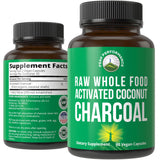 Peak Performance Activated Charcoal Vegan Capsules from Wild Harvested Coconut Shells. Best Safe Charcoal Pills Supplement for Detox, Gas Relief, Bloating. for Men and Women 90 All Natural Tablets