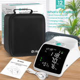 Blood Pressure Monitor, Rechargeable High Blood Pressure Cuff Upper Arm with Large Cuff XL, LED Backlit Screen & 2 * 99 Sets of Memory - Talking Bp Machine with Carrying Case