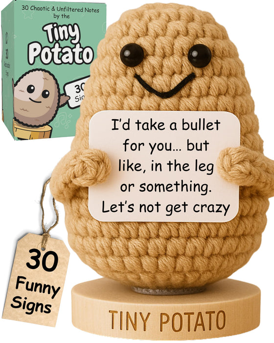 Funny Friendship Gift - Tiny Potato Crochet With 30 Sassy Messages for Women Friends Bestie Coworker Sister - Best Friend Birthday Gifts for Women, Emotional Support Encouragement Present Idea for Her
