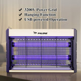 PALONE Electric Bug Zapper 3200V Mosquito Zapper Killer Indoor Insect Killer with Hanging Chain Mosquito Trap with Removable Collection Tray USB Electric Bug Zapper Outdoor for Home Office Warehouse