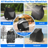 Electric Wheelchairs Cover Waterproof,420D Heavy Duty Wheelchair Cover with Air Vent,Waterproof Strip,Reflective Handle,Outdoor Protective Cover for Travel & Shower Power Wheelchair,Mobility Scooter