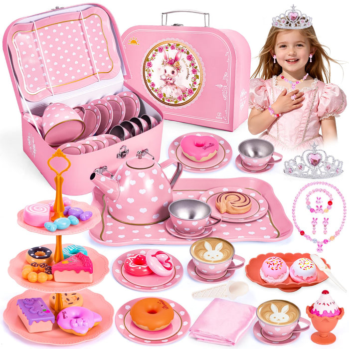 Hohosunlar Tea Party Set for Little Girls, Kids Tea Set for Toddler 3-5 6-8