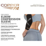 Copper Fit CFPROEL Pro Series Performance Compression Elbow Sleeve, Black with Copper Trim, Medium