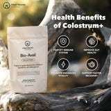 Adapt Naturals Bio-Avail Colostrum+ - Grass Fed Bovine Colostrum Powder 40% IgG, 2,500 mg - Lactoferrin, Beta Glucan - Gut Health, Immunity, Vitality - Non-GMO Colostrum Supplement