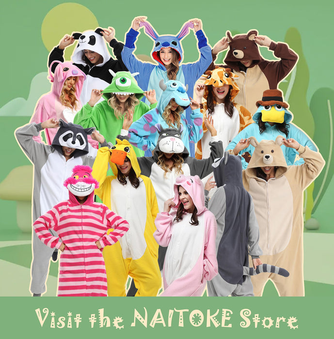 NAITOKE Adult Animal Onesie Halloween Costume Cosplay One-Piece Pajamas Women Man Teens Blue Green