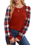 Saloogoe Sweaters for Women Trendy Loose Holiday Outfits 2023 Christmas Shirts Red Plaid M