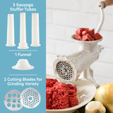 CUNINA PRO Meat Grinder with Tabletop Clamp & 2 Cutting Disks, Cast Iron Heavy Duty Sausage Maker and Manual Meat Mincer - Make Homemade Burger Patties, Ground Beef and More, Portable and Easy to Use