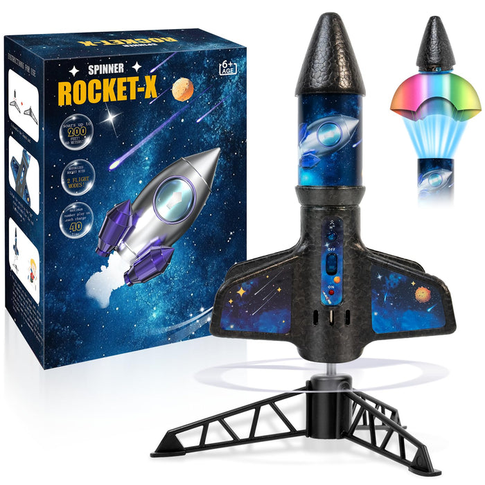 Rocket Launcher for Kids -200 Feet of Flight Altitude, Auto Electric Rocket Toys with Safe Parachute, Outdoor Summer Yard Toys Christmas Birthday Gifts for Boys & Girls Age 6 7 9 10 12 8-13 Years Old