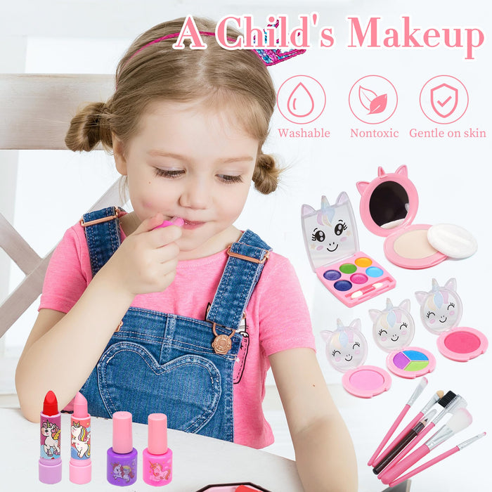 Aimidola Kids Makeup Kit for Girl - Washable Non Toxic Kid Make Up Toys, Little Girls Play Makeup Set, Kids Toy for Toddlers Children Princess, Christmas Birthday Gift for 4 5 6 7 8 9 10 Year Old Girl