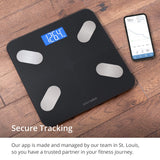 Greater Goods Digital Body Composition Black Scale, Calculates Weight, BMI, Body Fat, Muscle Mass, and Water Weight, Designed in St. Louis, in-House App for Android and iPhone (Black)