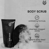 Black Wolf Exfoliating Body Scrub & Sonic Scrubber Pro Kit for Men - Vibrating Face & Body Brush with Exfoliating Scrub - Water Resistant Massage Brush, Hydrating Sugar Technology Moisturizes Skin