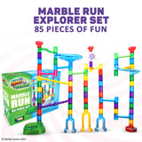 Marble Genius Marble Run - 85 Complete Pieces Maze Track Christmas Toys for Adults, Teens, Toddlers & Kids Aged 4-12 Years Old (67 Translucent Marbulous Pieces + 18 Glass-Marble Set), Explorer Set