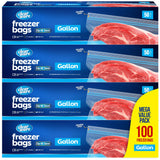 Freezer Gallon Bags - Resealable Plastic Freezer Containers - Reusable Double Zipper Pouches for Food Storage, Meat, Fresh Vegetables, Fruit - Microwave-Safe, Zero BPA - 4 Boxes, 200 Count