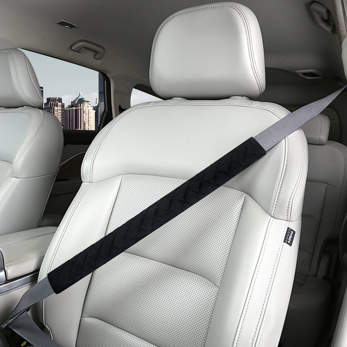 HighnessHwoo Extra Long Seatbelt Covers for Adults Kids Women & Men, Soft Car Seat Belt Strap Cushion for Sedan, SUV, Trucks, Shoulder Neck Chest Protector Pads, Auto Accessories, 1pc, Black, 19.5in