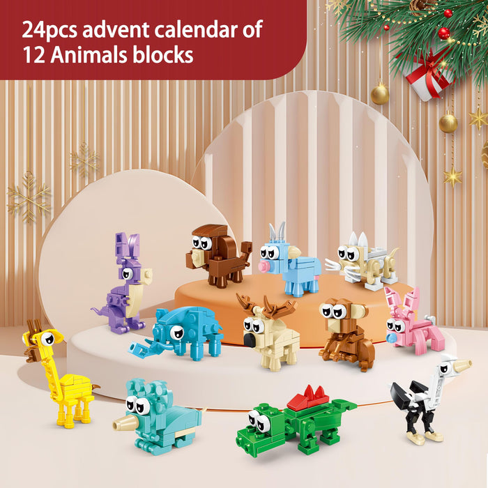 Advent calendar 2024-Building Blocks 24pcs,Christmas countdown calendar,24 days of Christmas Advent calendar, Christmas building blocks,Christmas gifts for kids girls boys