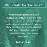 ResVitále Keratin Hair Enhance - Keratin Supplement for Hair Growth - 60 Capsules