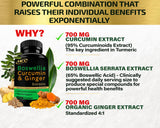 Boswellia Curcumin Ginger Extracts Supplement – Strong 95% Curcuminoids Natural Joint Support Pills – Extra Strength Boswelia with Turmeric Curcumin & Organic Ginger Supplement