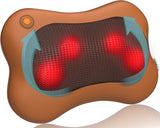 Zyllion Shiatsu Back and Neck Massager with Heat - 3D Kneading Deep Tissue Electric Massage Pillow for Chair, Car, Muscle Pain Relief on Shoulders, Legs, Foot - Brown (ZMA-13)