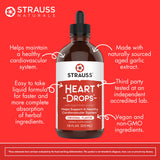 Strauss Naturals Heartdrops, Herbal Heart Supplements with European Mistletoe and Extracts of Aged Garlic; 7.6 fl oz (225ml) Bottle, Cinnamon Flavor; Vegan, Non-GMO, Naturally Sourced