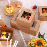 Moretoes 200pcs Small Cookie Boxes, 4x4x2.5 Inch Brown Cookie Boxes with Window, Bakery Boxes Cake Boxes Pastry Boxes for Donuts, Candy, Strawberries, Cupcakes, Christmas Supplies