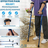 Forearm Crutches for Adults - Pair of Crutches with Metal Spine Articulating Arm Cuff TPR Hand Grip & Wider Rubber Tip for Broken Foot or Leg Injuries, Lightweight & Comfortable Leg Support