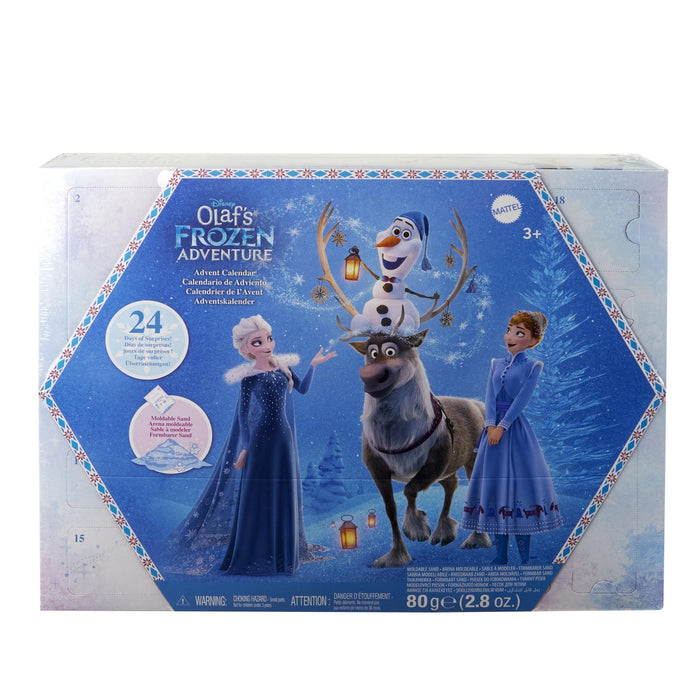 Mattel Disney Frozen Toys, Anna & Elsa Small Doll 2024 Advent Calendar with 2 Friend Figures, Moldable Sand & 24 Play Pieces, Inspired by Olaf’s Frozen Adventure