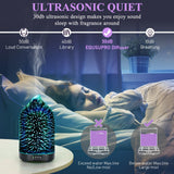 Essential Oil Diffuser Aromatherapy Diffuser - 120ml Glass Ultrasonic Cool Mist Scent Aroma Diffuser, Whisper Quiet with Auto Shut-Off, 4 Timer Setting &7 Colors Night Light for Home (3D Fireworks)