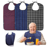 Roylvan Adult Bibs, 3 Pcs Washable Clothing Protector with Crumb Catcher for Eating, Reusable Waterproof Large Feeding Adult Bibs for Men Women Elderly Senior