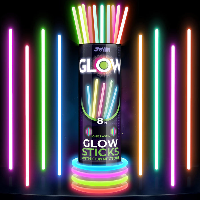 JOYIN 600 Pcs Glow Sticks Bulk 8" Glowsticks, Glow Stick Bracelets Necklaces, Glow in the Dark Party Favors, Easter, Christmas, Halloween Party Supplies Pack, Football Party Supplies