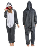 QUCH Adult Onesie Costume-Unisex Animal Onesies for Adults Halloween Costume, Halloween Onesie Adult Onesie Pajamas for Women Shark M