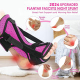 Runkelai Plantar Fasciitis Night Splint: 2024 Upgraded Brace with Soft Memory Foam Pad | Ankle Brace for Plantar Fasciitis Relief Achilles Tendonitis Relief Foot Drop Heel Arch Pain Pink
