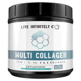 Live Infinitely Multi-Collagen Peptides Powder - Type I, II, III, V & X Collagen Supplements - Pure Protein Powder with Blend of All 9 Essential Amino Acids - Unflavored - 16oz