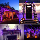 Minetom Halloween String Lights Outdoor, 66Feet 200 Led Purple Lights with 8 Lighting Modes for Halloween Garden Christmas Xmas Tree Lights Decor(Purple)