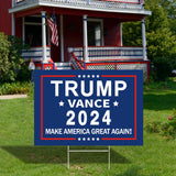 Trump JD Vance 2024 Yard Sign,17×11.8 Inch Take America Great Again Yard Signs With H Stake Double Sided For President Donald Trump Republican Conservative Blue