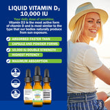 Power By Naturals Vitamin D3 Liquid Drops 10000 IU - High-Potency Vitamin D3 for Adult Bone Strength & Immune Support - Gluten-Free, Non-GMO, Sugar-Free Vitamin - Orange Flavor, 1 fl Oz (30 Servings)