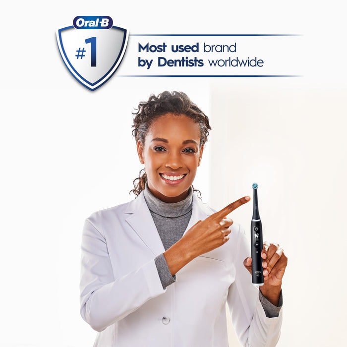 Oral-B iO Series 6 Rechargeable Electric Toothbrush with Visible Pressure Sensor to Protect Gums, 2 Minute Timer, 5 Cleaning Settings, 1 Replacement Toothbrush Head, and Travel Case, Grey Opal