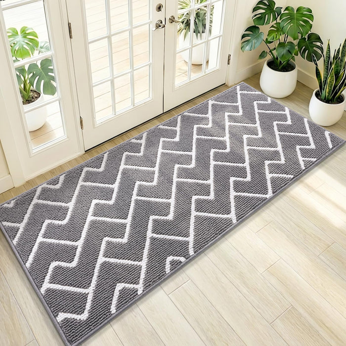 OLANLY Front Door Mat, Non-Slip Rubber Backing, Dirt Resistant and Absorbent, Washable, Easy to Clean Low-Profile Indoor Doormat for Back Door, Entryway, Inside Entrance, 59x20, Grey