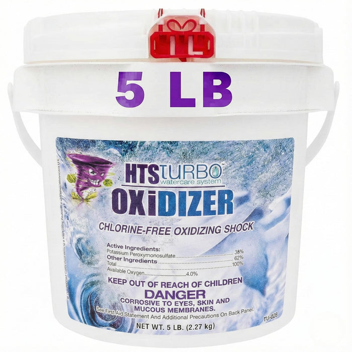 HTS Turbo Oxidizer Shock for Pools, Hot Tubs & Spas - 5 lbs Made in USA | Fast-Dissolving Oxidizing Shock for Pool | Non Chlorine Pool Shock Treatment | Non Chlorine Shock for Pool Clears Water