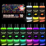 Fantastory Glow in The Dark Paint, 60ml/2oz Neon Glow Acrylic Paints, 2IN1 Paint,Charge-Glow& UV Activated For Outdoor Rocks, DIY Craft,Canvas,Holiday Decor,Christmas,Kids,Adults