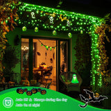 JMEXSUSS 2 Pack Green Solar Halloween Lights, Total 66ft 200 LED Green Solar Lights Outdoor, Waterproof Green Halloween Lights for Outside Patio Garden Party Christmas Tree Halloween Decorations