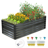 UDPATIO Galvanized Raised Garden Bed 6x3x2 FT, Outdoor Metal Planter Boxes for Planting Vegetables, Flowers, Herbs and Fruits, Gardening Deep Roof Planter Steel Kit, Dark Grey