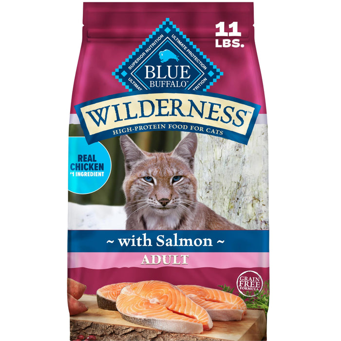 Blue Buffalo Wilderness Salmon Adult Dry Cat Food, Grain-Free, 11 lb