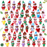 Hiboom Elf Black Baby Doll Christmas Elf Plush Dolls African American Ethnic Hispanic Black Elves Doll Elf Toy for Xmas Decor Advent Calendar New Year Gift (24 Pcs)