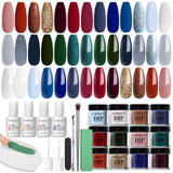 AZUREBEAUTY Dip Powder Nail Kit Starter Golden Red Green Glitter Blue 20 Colors Acrylic Dipping Powder Liquid Set with Top/Base Coat Activator for French Nail Art DIY Salon Christmas Holiday Gift